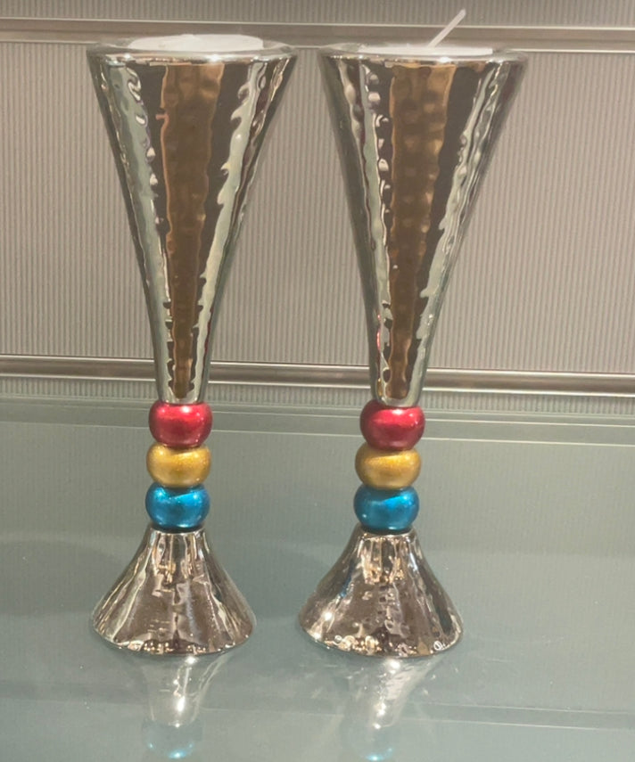 Emanuel sleek modern hammered candlesticks