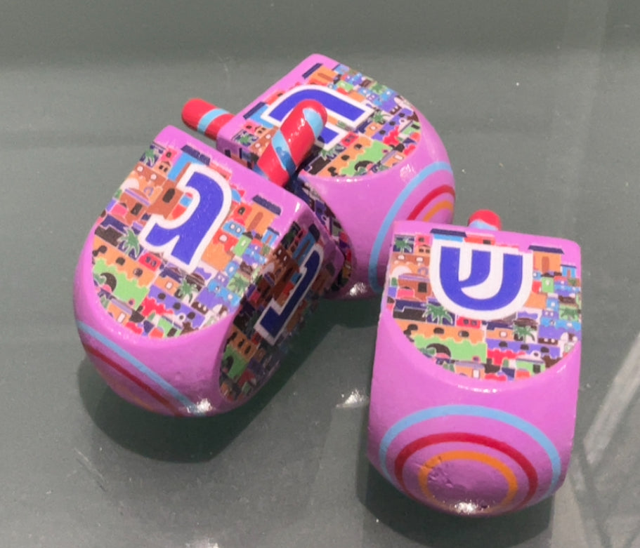 Painted wood dreidel