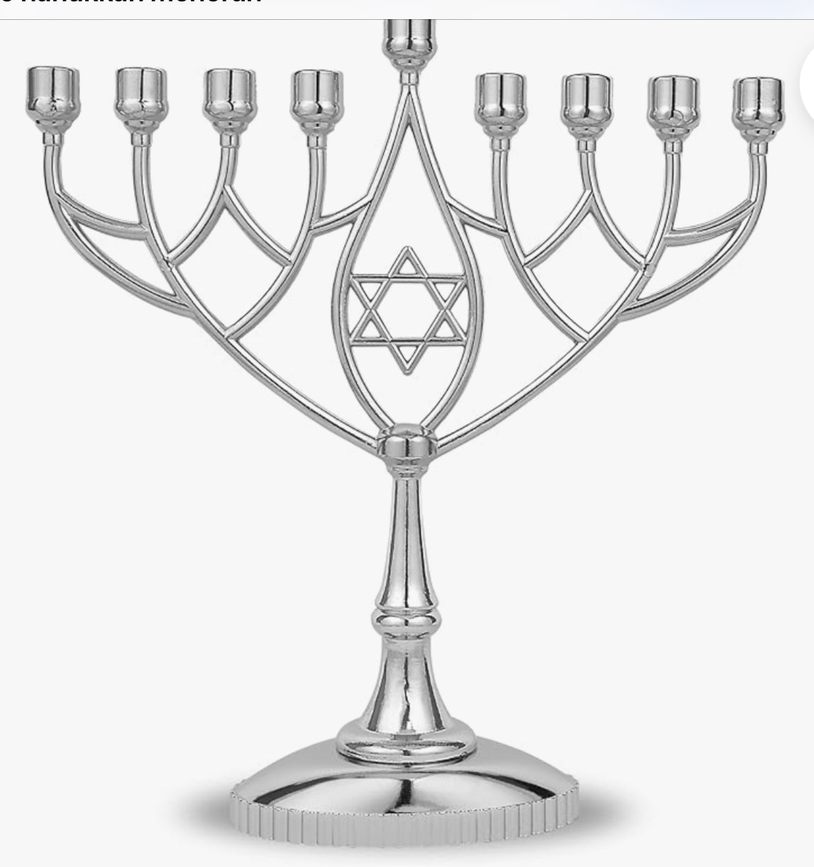 Traditional Classic Geometric Chanukah Menorah 9" Silver Plated Chanukiah