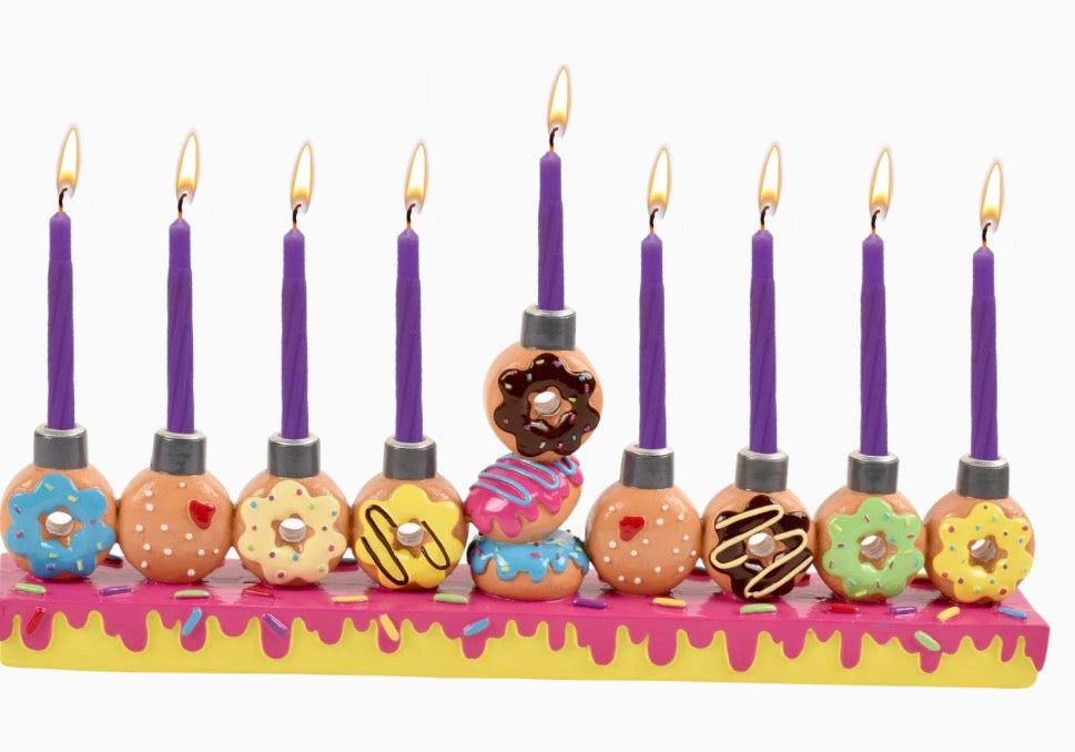 Resin Menorah - Chanukah Donuts