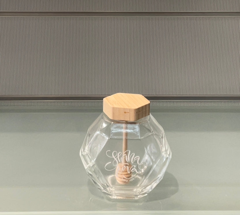 Glass honey jar