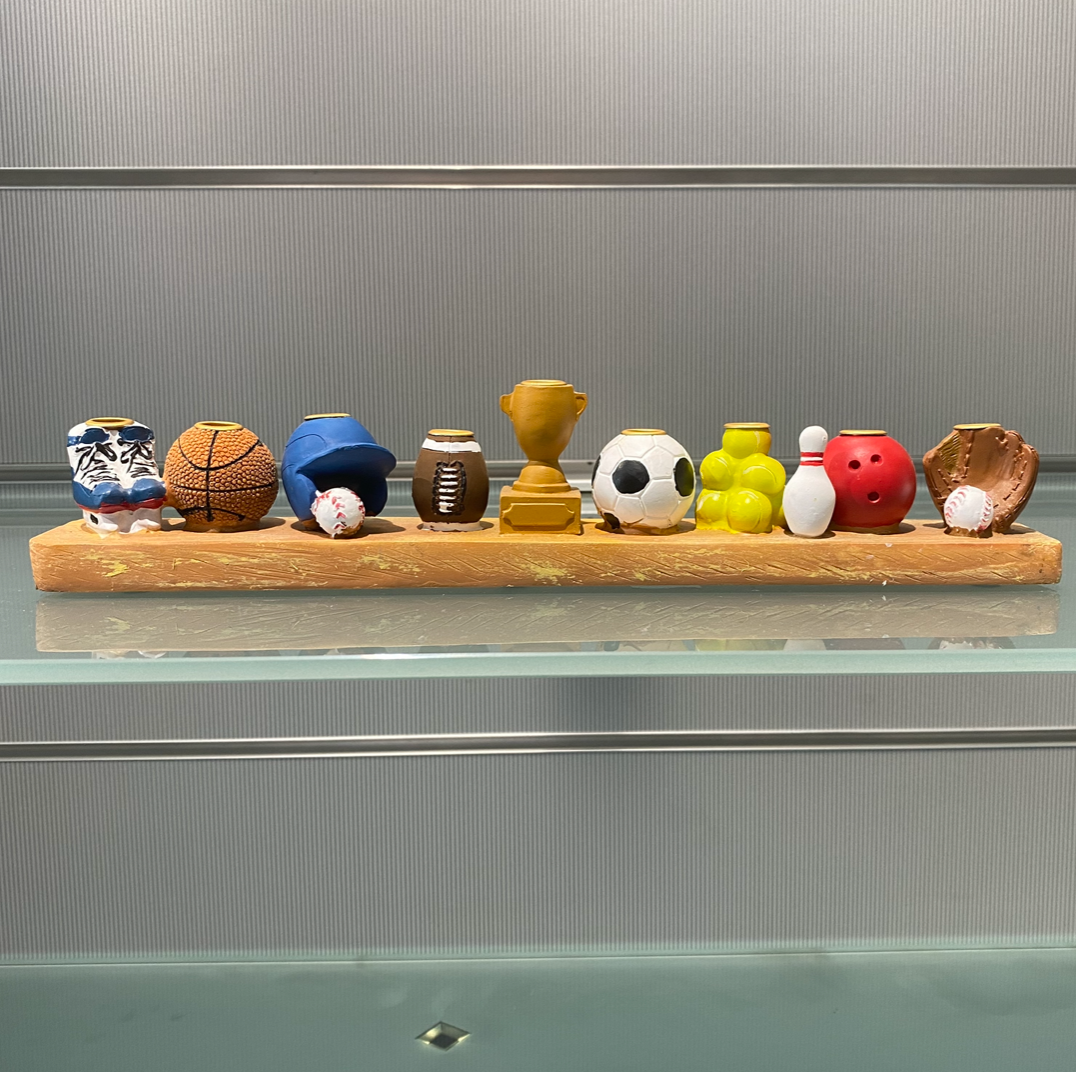 Ceramic Hanukkah Menorah - "Sports"