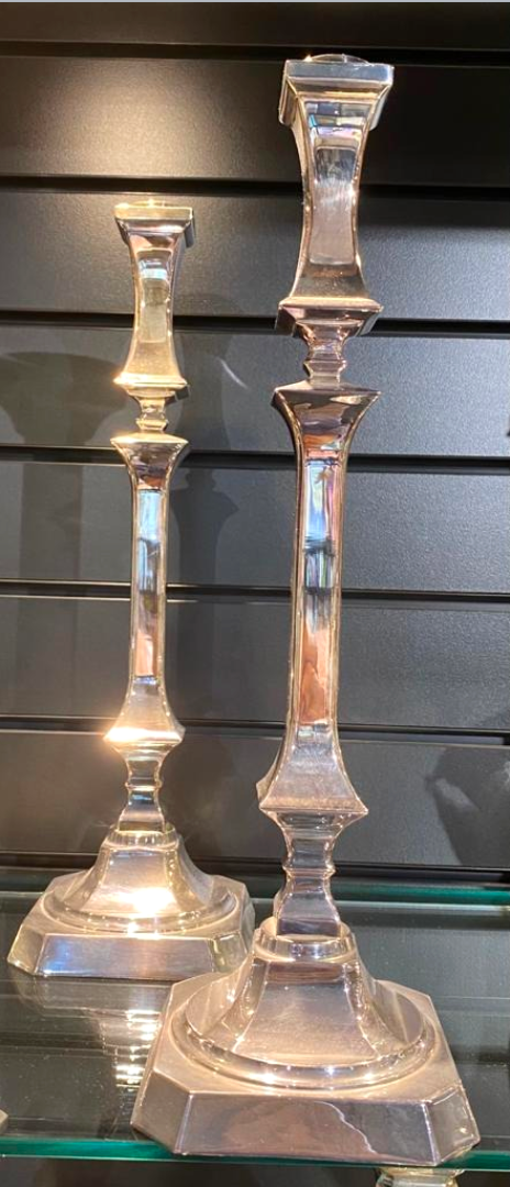 HAZORFIM Tall Sterling Silver Shabbat Candle Sticks