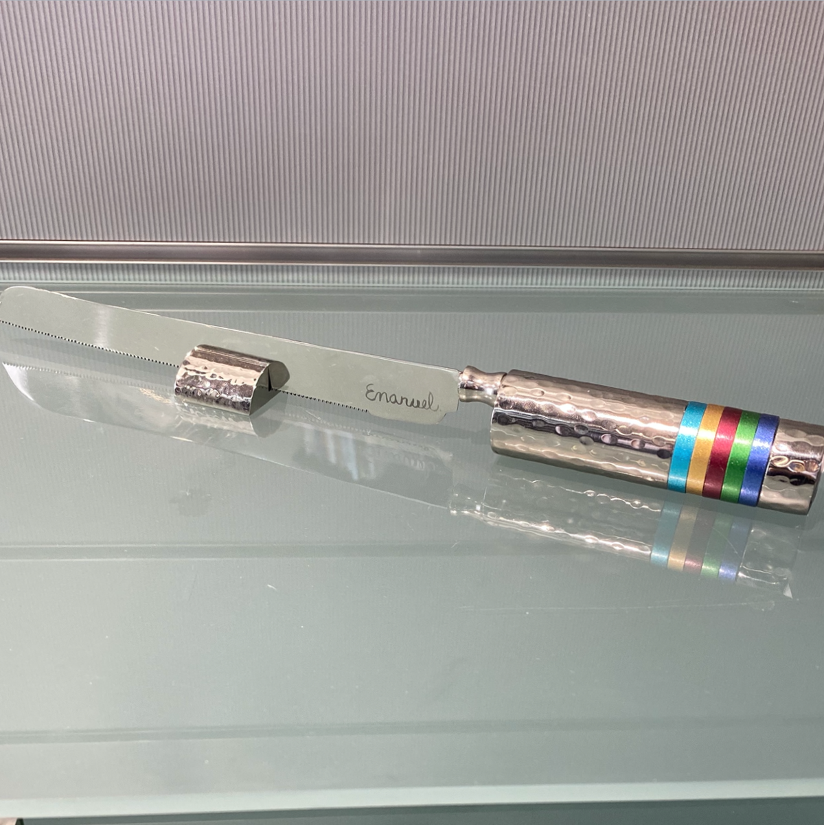 EMANUEL Challah Knife - Rainbow Stripes