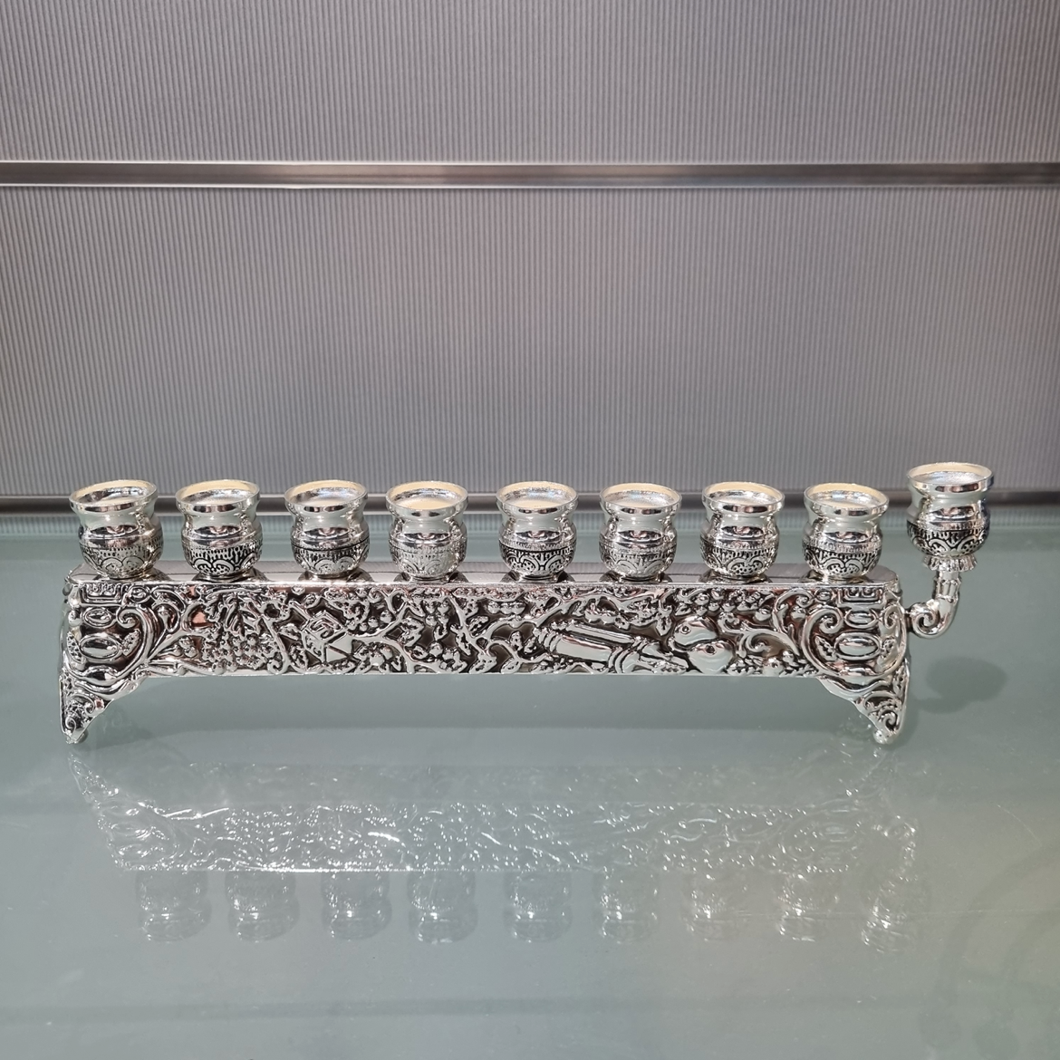 Silver plated decorated Menorah