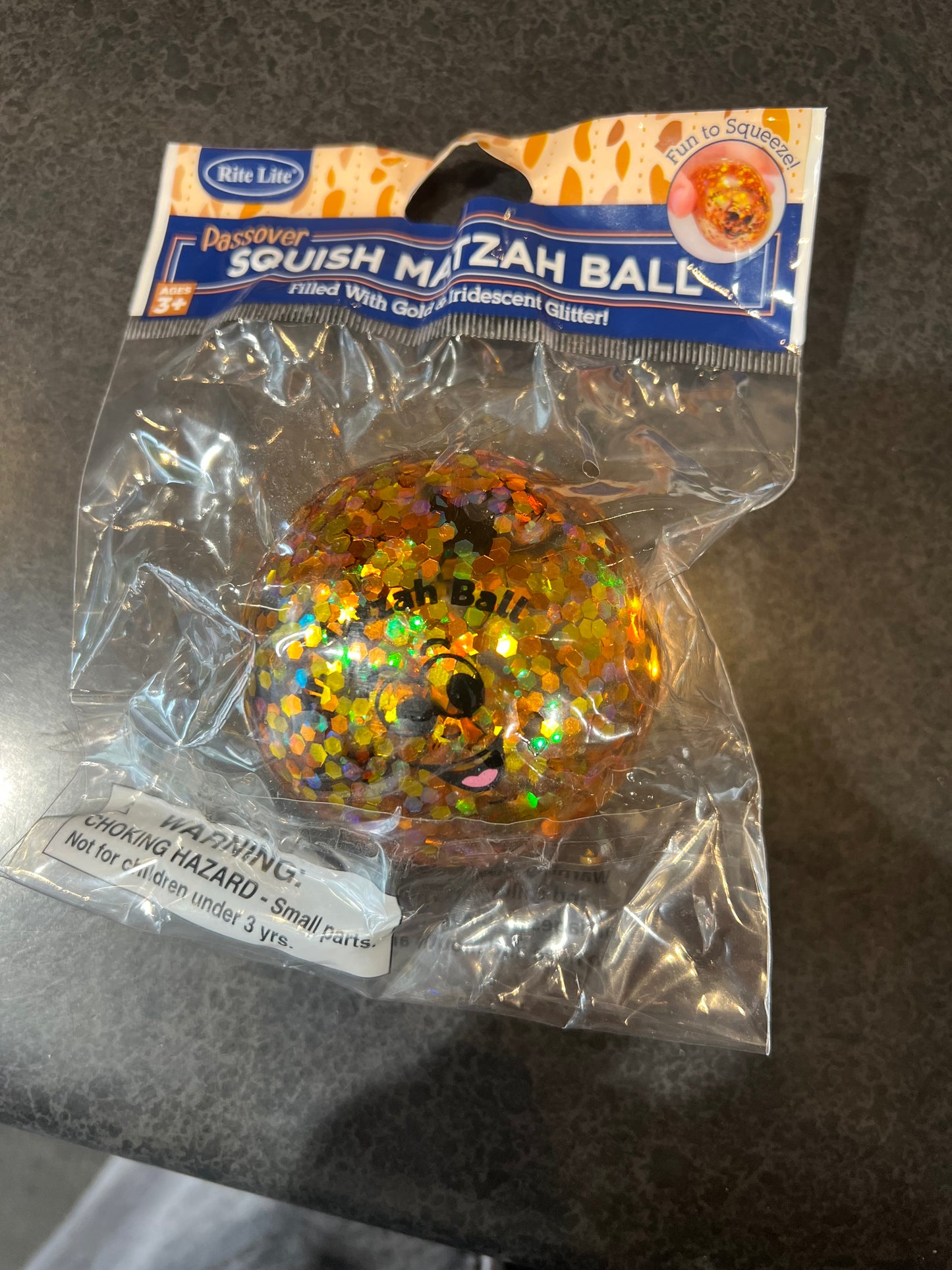 Squish Matzah Ball Filled With Metallic Glitter