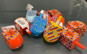 Colourful painted dreidels