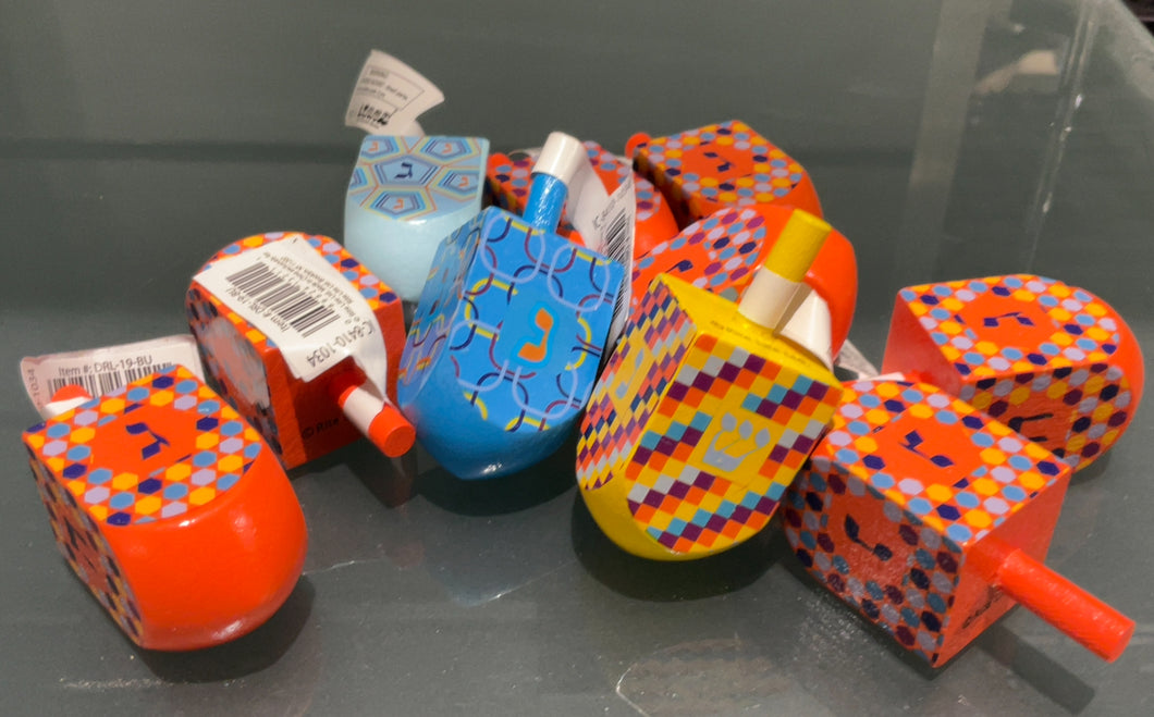 Colourful painted dreidels