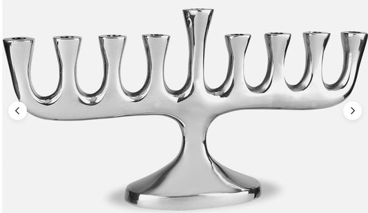 Zion Judaica Stunning Sleek Designers Menorah for Hanukkah High Polished Traditional Candle and Oil Chanukiah Classic Chanukah Menorah