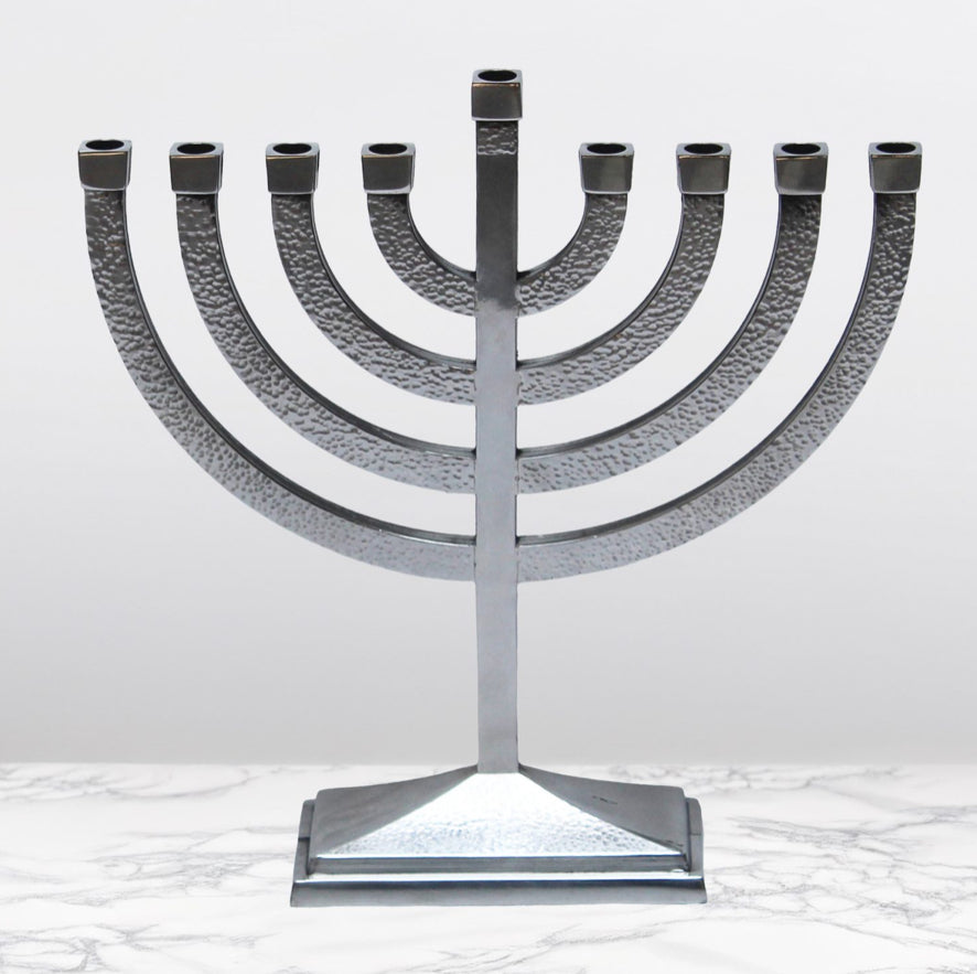 Rite Lite modern hammered aluminium menorah