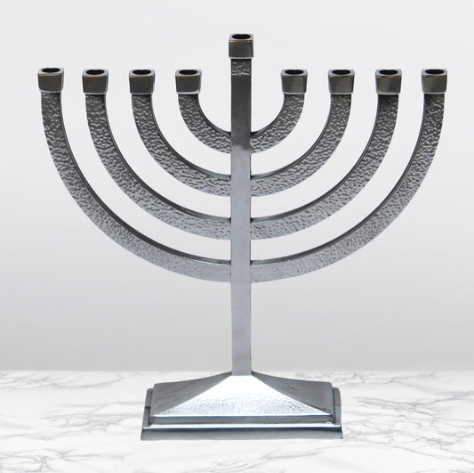 Rite Lite modern hammered aluminium menorah