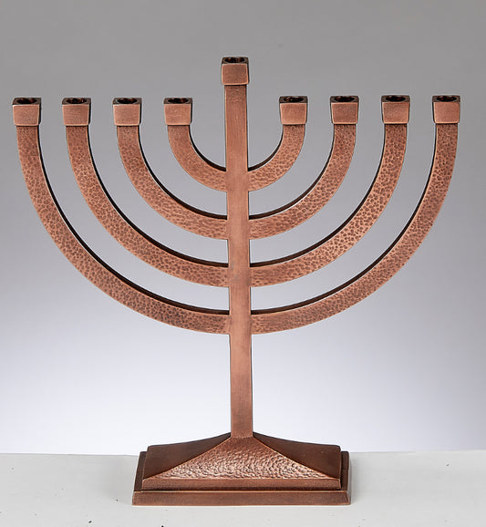 Traditional Aluminum Hammered Menorah - Copper Finish
