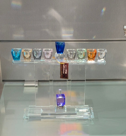 ART colourful glass menorah