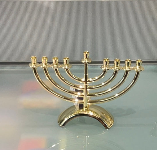Modern gold plated menorah