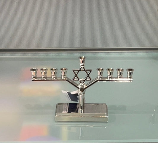 Small silver plated menorah