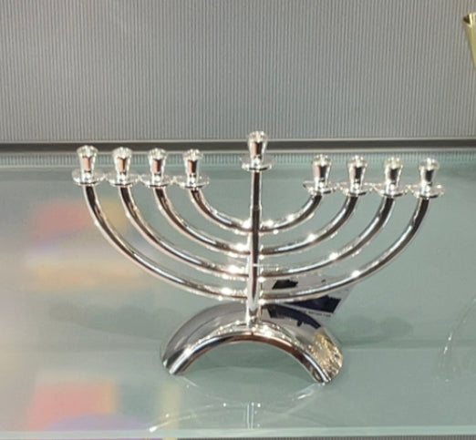 Modern silver plated menorah
