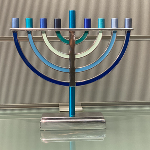 Emanuel Large Blue Traditional Hanukkah Menorah