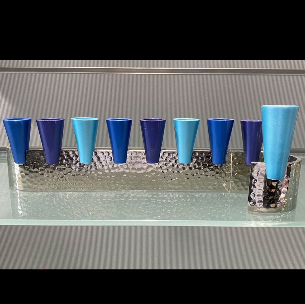 Emanuel Blue Cone Cups Hanukkah Menorah