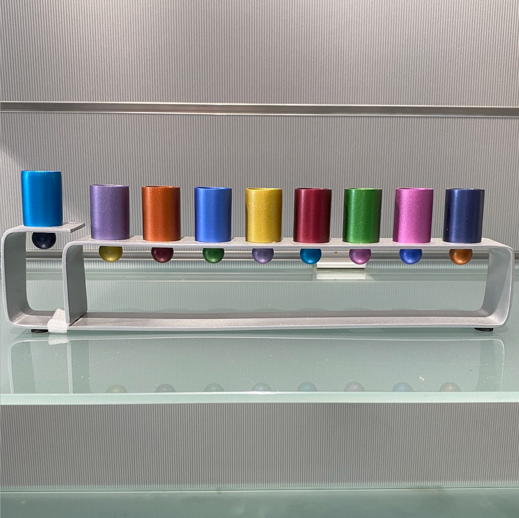 Emanuel Multicoloured Round Cups Hanukkah Menorah