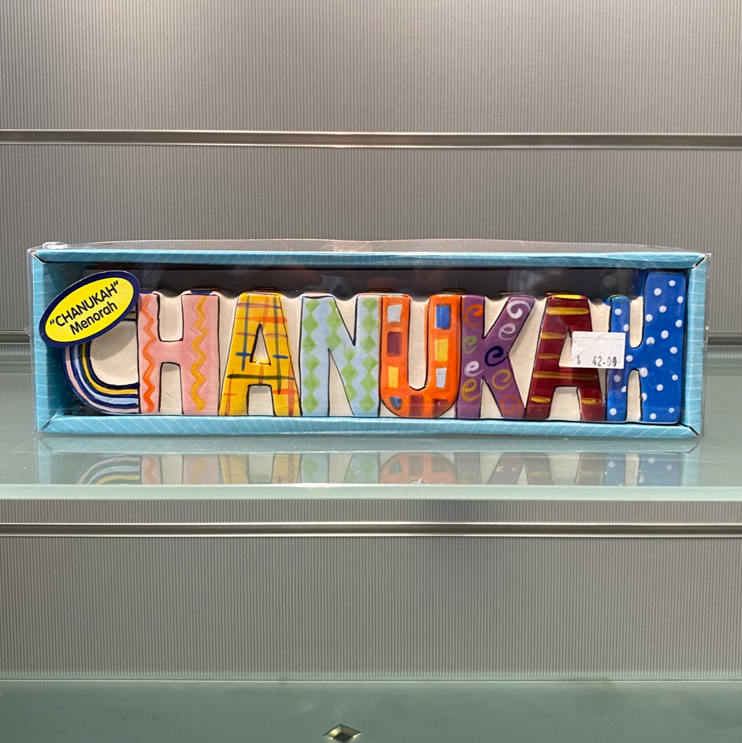 Ceramic Hanukkah Menorah - "Chanukah"