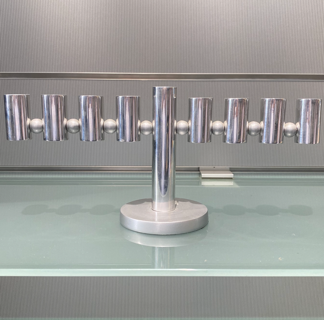 Emanuel Silver Metal Round Hanukkah Menorah