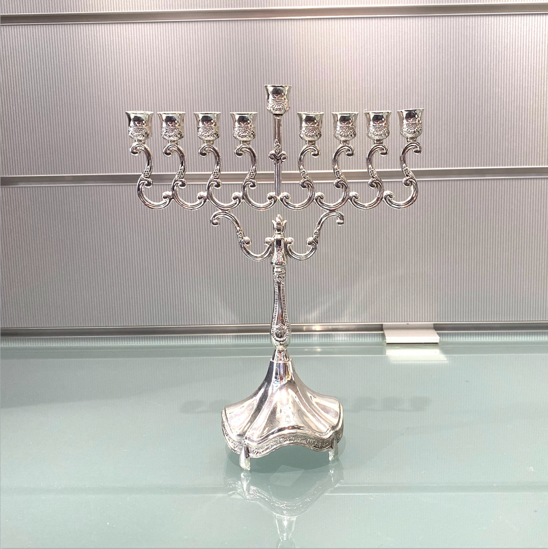 Silver Plated Small Traditional Chanukah Menorah