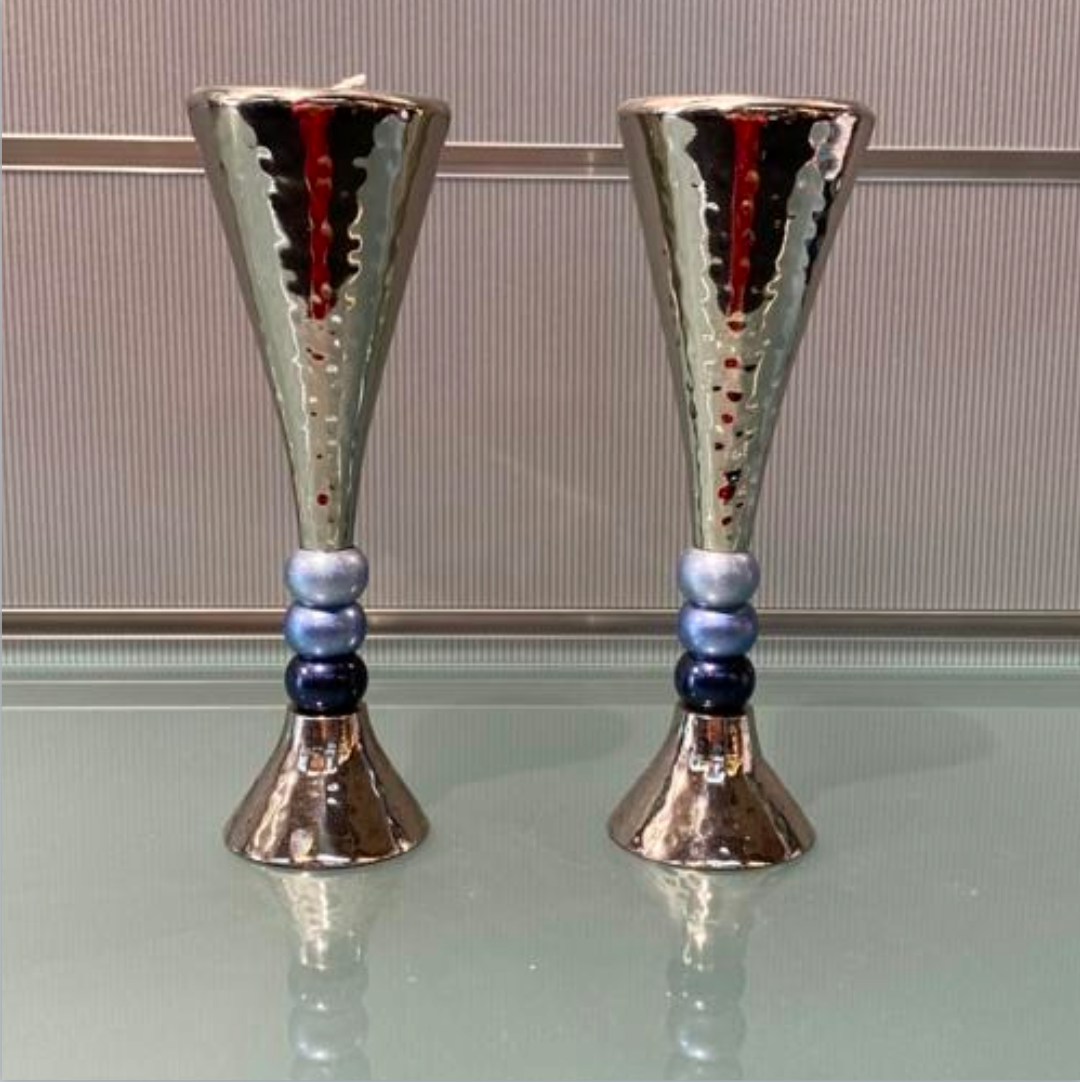Emanuel Shabbat Candlesticks - Shades of Blue Rings