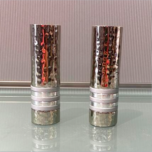 Emanuel Short Shabbat Candlesticks - Silver Stripes