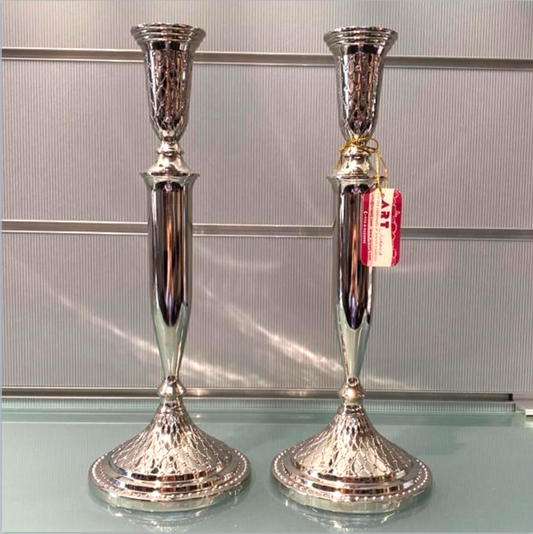 ART Tall Shabbat Candlesticks - Silver Plated