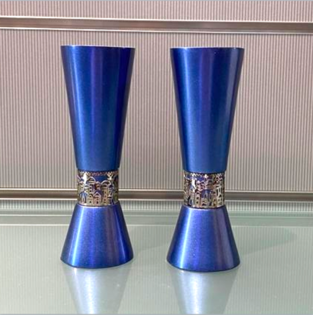 Emanuel Shabbat Candlesticks - Blue