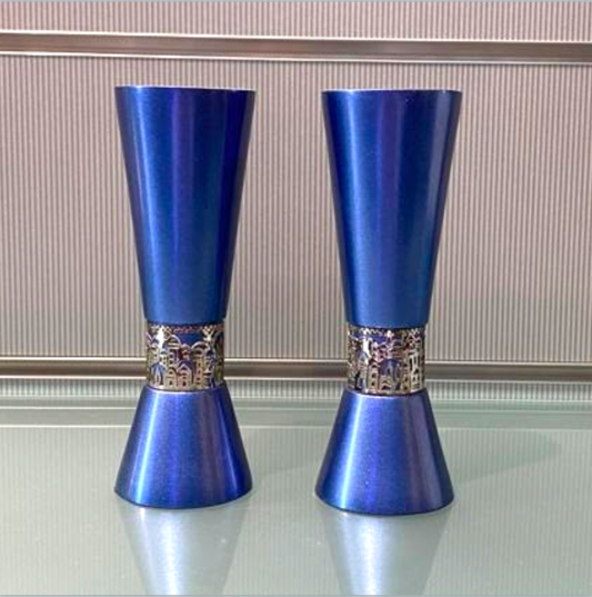 Emanuel Shabbat Candlesticks - Blue