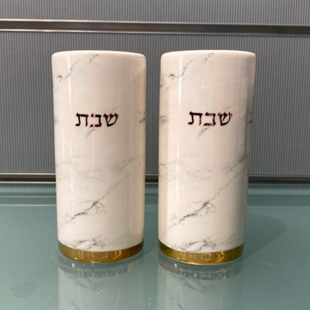 Shabbat Candlesticks - Marble Look