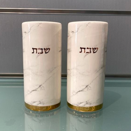 Shabbat Candlesticks - Marble Look