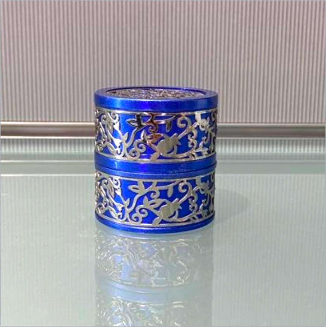 Emanuel Shabbat Tea-Light Travel Holders - Blue Filigree