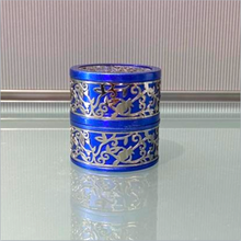 Load image into Gallery viewer, Emanuel Shabbat Tea-Light Travel Holders - Blue Filigree
