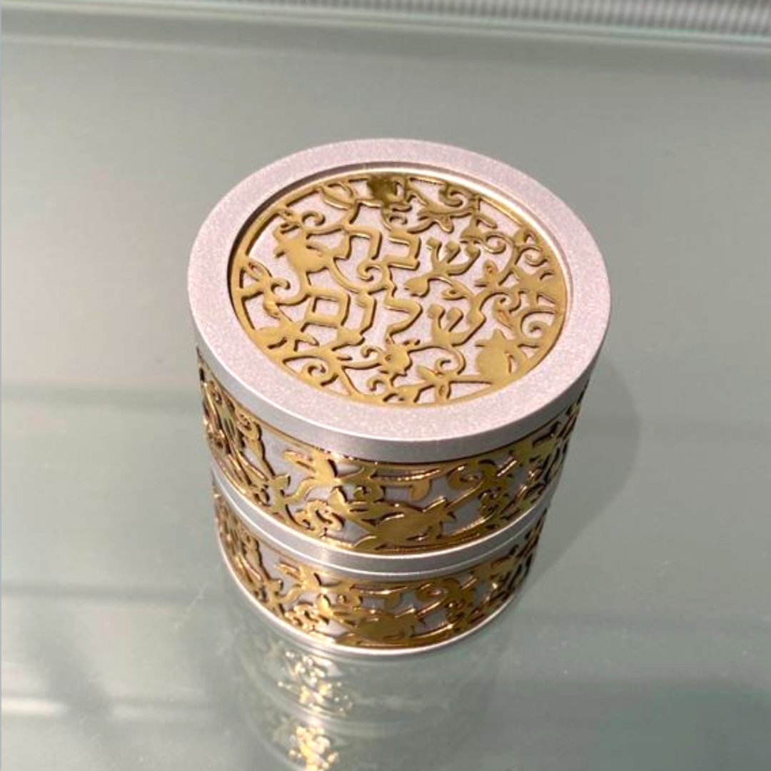 Emanuel Shabbat Tea-Light Travel Holders - Gold Filigree