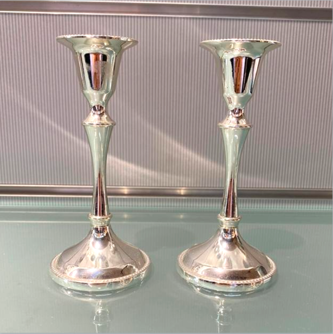 Medium Silver Plated Shabbat Candle Sticks
