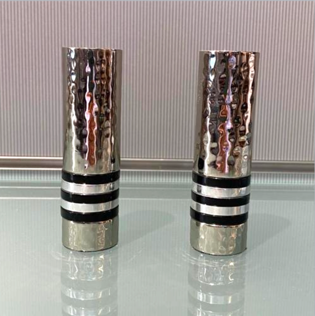 Emanuel Small Shabbat Candle Sticks - Black Ring