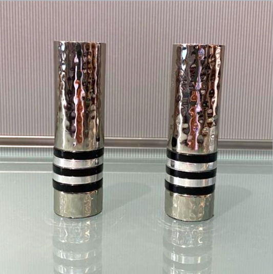 Emanuel Small Shabbat Candle Sticks - Black Ring