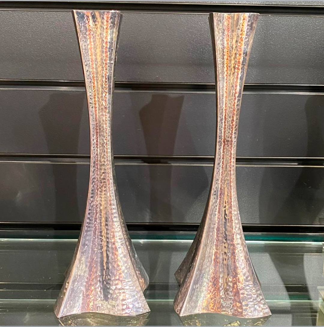 HAZORFIM Sterling Silver Shabbat Candle Sticks - Hammered