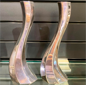 HAZORFIM Sterling Silver Shabbat Candle Sticks - Twisted