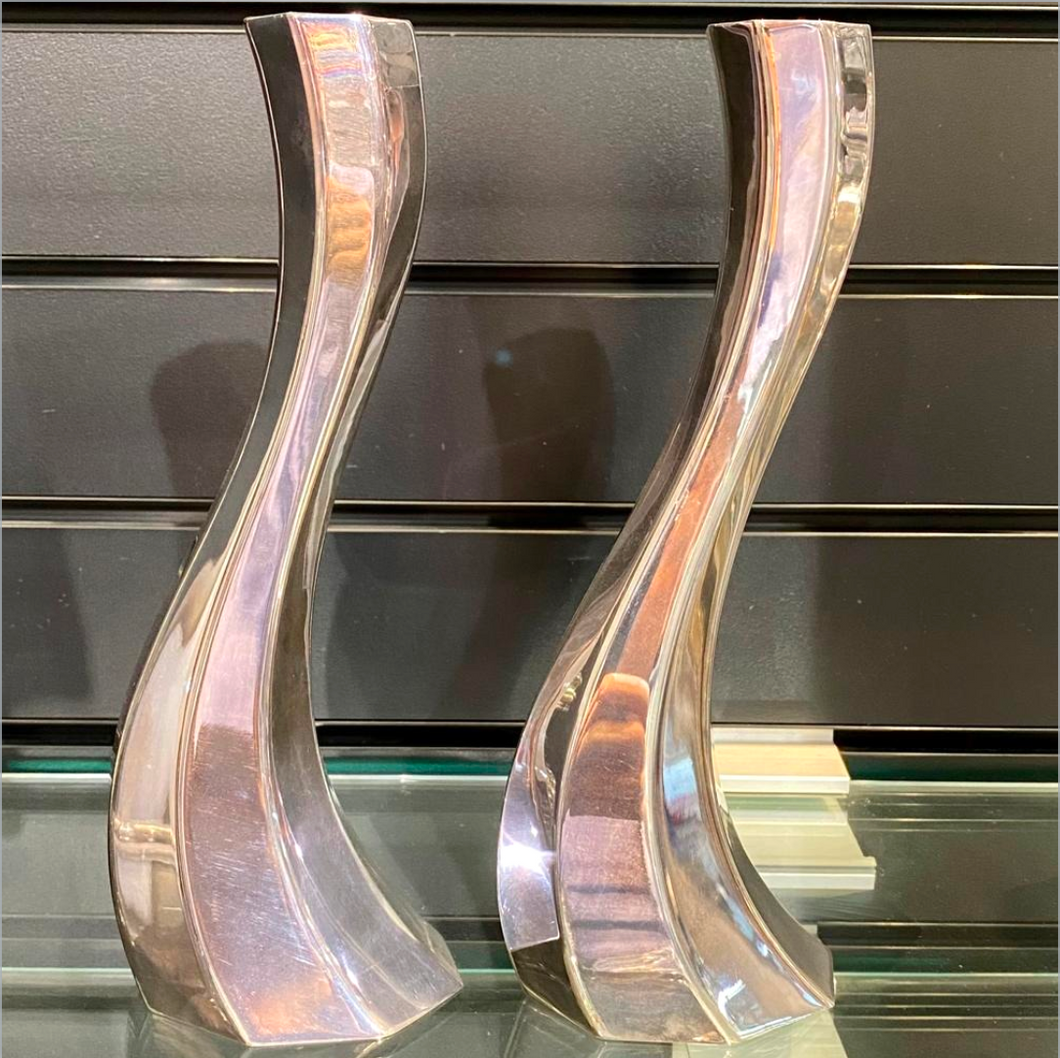HAZORFIM Sterling Silver Shabbat Candle Sticks - Twisted