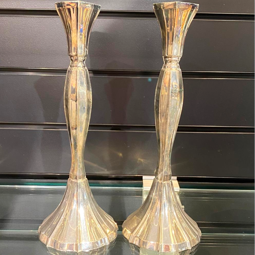 HADAD Sterling Silver Shabbat Candle Sticks - Round Base