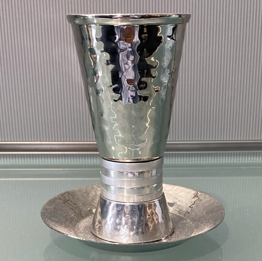 Emanuel Silver Plated Kiddush Cup & Plate Set - Design 10