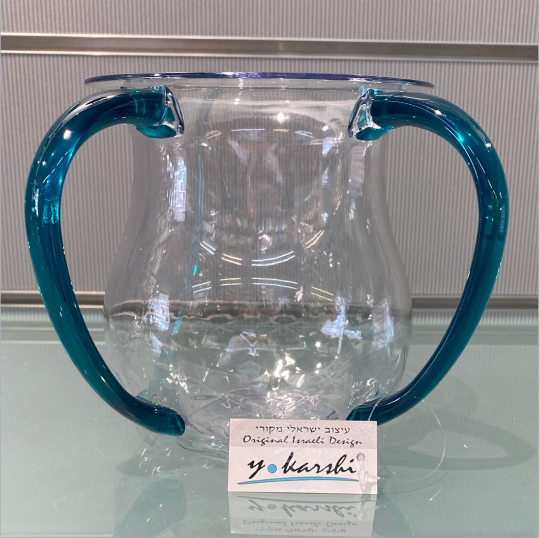 Wash Cup - Plastic With Blue Handles