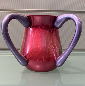 Wash Cup - Red With Sparkles and Purple Handles