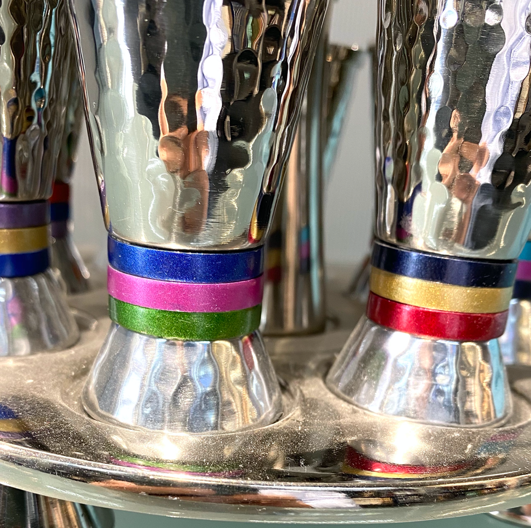 Emanuel - Liquor Set - Rainbow and Hammered design