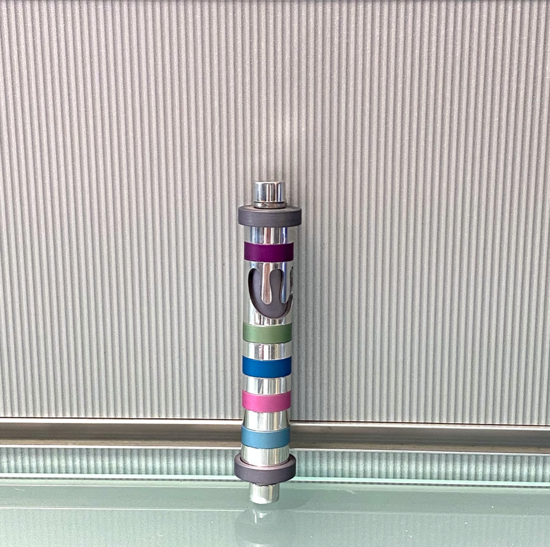 Designer Mezuzah - Colourful Stripes