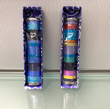 Load image into Gallery viewer, Designer Mezuzah - Blue and Purple with coloured stripes

