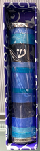 Load image into Gallery viewer, Designer Mezuzah - Blue and Purple with coloured stripes
